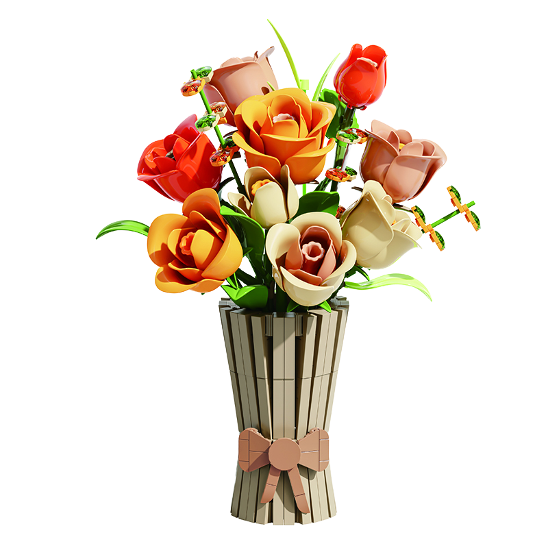 Autumn Rose Bouquet with Vase